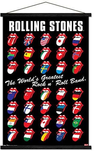 Trends International Rolling Stones - Grid Wall Poster, 22.375 x 34, Premium Print and Black Hanger Bundle