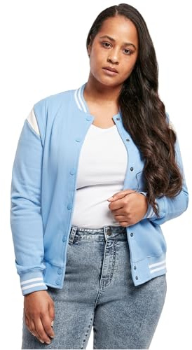 Urban Classics Giacca Felpa College da Donna, Blu (Clearwater/Sabbia Bianca), S