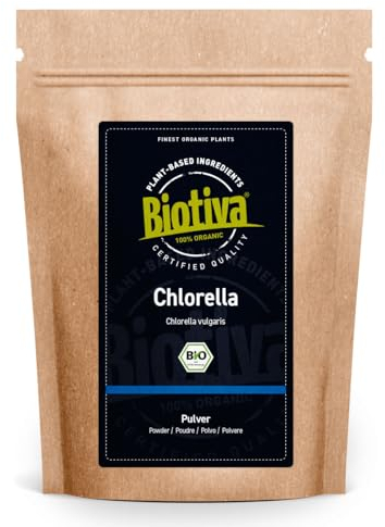 Biotiva Chlorella Powder Organic 1000g (2x500g) - Chlorella Vulgaris - Algae - Packed and Controlled in Germany (DE-ECO-005)