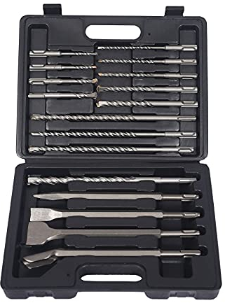 XPOtool SDS plus Lot de 17 Forets à pierre et Burins Lot de forets pour Marteau perforateur pour Maçonnerie et Béton