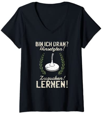 Damen Stockschießen Eisstockschießen Stocksport Eisstock Geschenk T-Shirt mit V-Ausschnitt