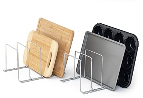 simplywire - Backblech- und Schneidebrett-Gestell- 2er-Pack - Chrom | Groß – Pfannenaufbewahrung – Küchenschrank-Organizer – Stahl beschichtet
