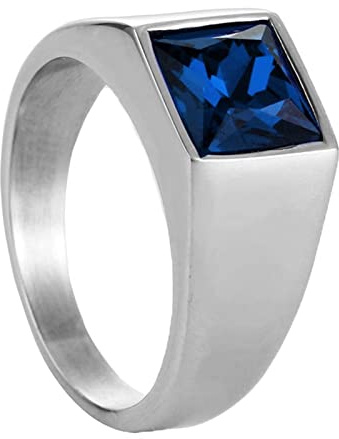Homxi Ringe Herren Gothic,Ring Rund mit Quadratisch Stein Herren Ring Edelstahl Gravur Silber Rot