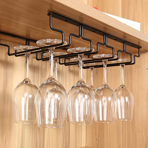 Uten Portabicchieri sospeso in Metallo, 4 Binari Porta Bicchieri da Vino, per 8-12 Bicchieri da Vino, Rack per Calici, per Cucina, Ristorante, Bar, Hotel