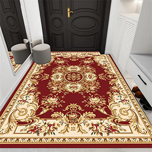 PHLCF Läufer Teppich Orientteppich rot Vintage Zimmerteppich Schlafzimmer Balkon Garten sicher rutschfest maschinenwaschbar Outdoor Teppich Läufer 140x200cm
