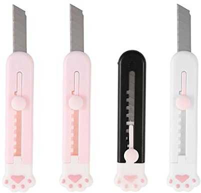 IERCZA Zampa di Gatto Art Coltello - 4 Pcs Multiuso Portatile Coltello Multiuso Retrattile Cancelleria Taglierina di Carta Del Mestiere Mini Coltello Da Taglio