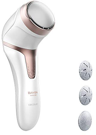 Cecotec Lima per piedi elettrica SkinCare. Batteria ricaricabile al litio, autonomia 100 minuti, funzione aspirazione e serbatoio, 2 modalità, include 3 dischi con grammature diverse