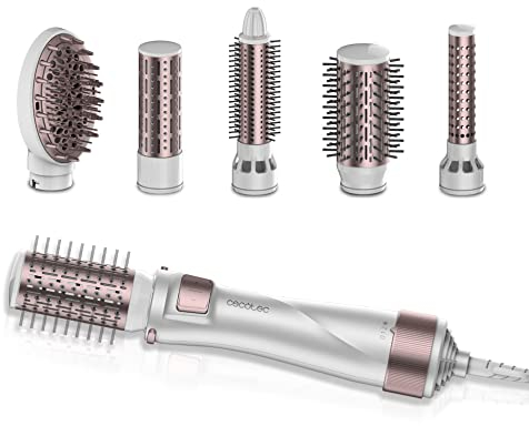 Cecotec Spazzola d'aria 5 in 1 Bamba CeramicCare 5in1 Pro. 1000 W, ceramica, tecnologia ionica, 3 impostazioni di temperatura e 2 velocità, funzione aria fredda, include 5 testine