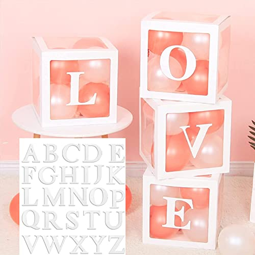 GoldRock 4 scatole trasparenti con 26 lettere dalla A alla Z, per palloncini per matrimonio, compleanno, scatola regalo, decorazione per bambini, decorazione per feste per bambini