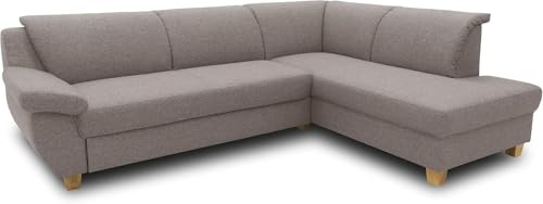 DOMO. collection Divano Angolare Panama Classico Ad Angolo Forma A L Destra Divano Angolare Divano Angolo con Funzione Sleep/254x186x80cm (BxPxH), Tortora