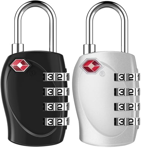 ZHEGE Suitcase Locks Combination with Zinc Alloy Shackle (Black & Silver) | TSA Approved Luggage Lock, Travel Lock for Luggage, Suitcase Padlock for Backpack, Rucksack, Zippers, Case, etc