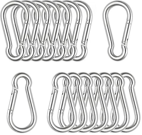 20 Stück Karabiner M4 Karabinerhaken Edelstahl 304 Federschnalle Klein Carabiner Schnapphaken für Verbinden oder Aufhängen von Takelage
