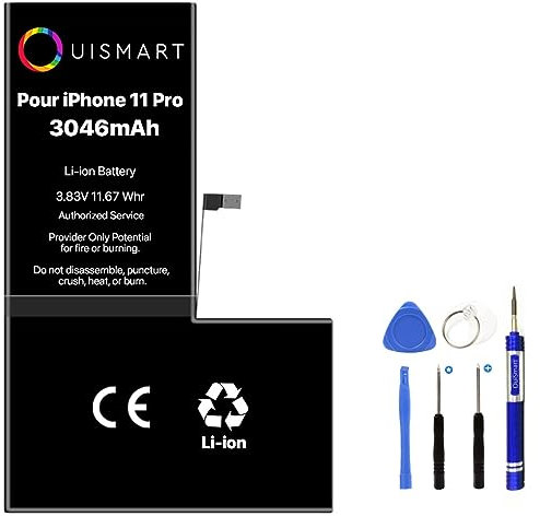OUISMART® KIT Batterie pour IPHONE (avec Kit Outils, iPhone 11 Pro)