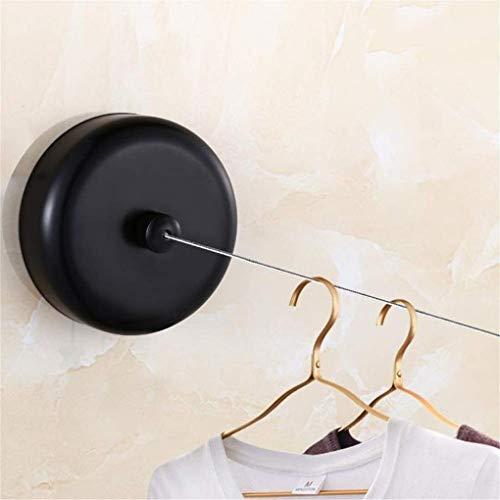 VVHUDA Einziehbare Wäscheleine, verstellbare Edelstahlseilschnur, Hotelstil, strapazierfähig, für Badezimmer, Wandmontage, Wäscheleine für Dusche, schwarz, 9 x 3 cm, kleines Geschenk