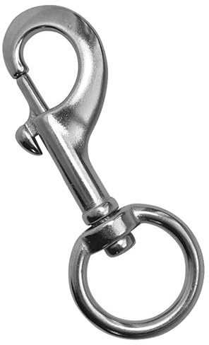 Wirbelkarabiner Edelstahl 6X120 mit rundem Auge 1 Stück Schnappkarabiner, Augwirbelhaken aus Edelstahl A4 - AISI 316 - rostfrei