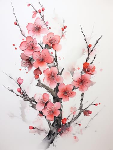 Taxpy Arte moderna su tela Ramo di fiori di pesco in fiore,40 * 60cm Quadro decorativo da parete in tela stampato, decorazione per casa, ufficio