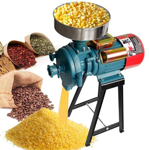 MNBVH 220V Commercial Electric Feed Mill - Heavy Duty Grain Mills Wet Dry Cereals Grinder With Funnel For Flour, Rice, Coffee Pellet - Electric Grain Mill Grinder For Powder(Size:220V,Color:B)