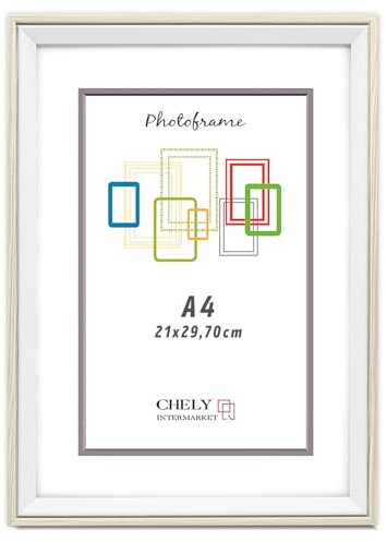 CHELY INTERMARKET Marco de Fotos A4 de Madera Blanca MOD-391 Ancho de moldura 1,7cm