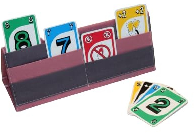 Spielkartenhalter aus Stoff - Handgefertigt & Praktisch | Ideal für Kinder, Senioren & Menschen mit Handicap (Altrosa-Grau)