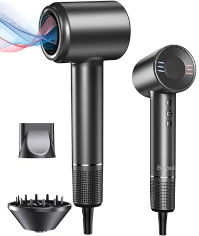 Hair Dryer with Diffuser, 500 Million Negative Ionic Blow Dryer for Fast Drying, 120000RPM High Speed Hairdryer, Professional Dryer with Diffuser and Nozzle Lightweight Low Noise, 4 Temps & 3 Speeds