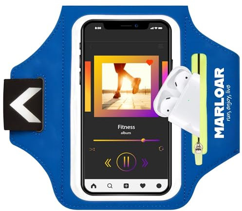 MARLOAR Brassard Running pour Smartphone – Brassard de Bras Antidérapant et Réglable – Écran Tactile – Léger, Respirant et Compatible Téléphones Jusqu’à 6,7” – Course à Pied et Trail