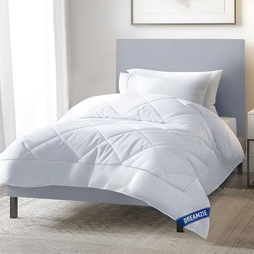 Dreamzie Piumino Quattro 4 Stagioni Letto Singolo 155 x 220 - Piumone Autunnale Invernale 155x220 - Trapunta 220x155, Microfibra Sintetica, Caldo, Morbido, Bianco, Certificato Oeko-Tex