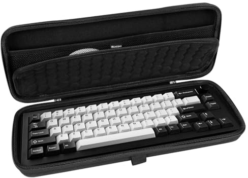 Linkidea Étui de voyage rigide pour clavier compact 65 %, ordinateur 68 touches sans fil/filaire - Sac de rangement compatible avec Keychron Q2 V2 Corsair K65 PRO ASUS ROG Falchion NX 65 %