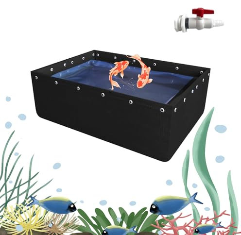Ywanwj 1x3x0.7mliner Bassin extérieur Grande Piscine d'aquaculture autoportant, pour Poissons Rouges Koi, Résistant aux déchirures Réservoir d'eau extérieur Étangs en Toile avec Valve de vidange