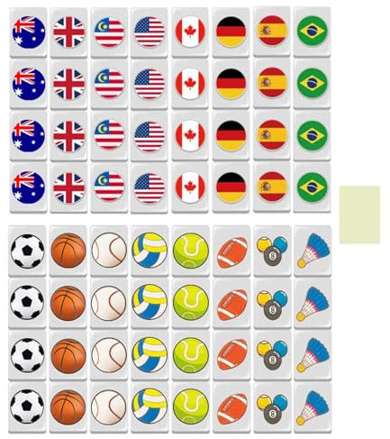 Generisch Mahjong Spiel Emojiss, Seaside Escape Legespiel Im Mahjong-Stil, Flaggenmuster Spielblöcke, Kompakt Und Tragbar, Leicht Zu Lesen, Starke Haltbarkeit