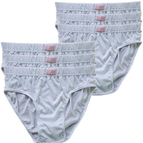Intimo College Slip Uomo in Puro Cotone Jersey Premium Traspirante Prodotte in Italia Anallergiche Testate Contro i Cattivi odori Made in Italy 12/6/3 Pezzi (4/5XL, 6pz Bianco)