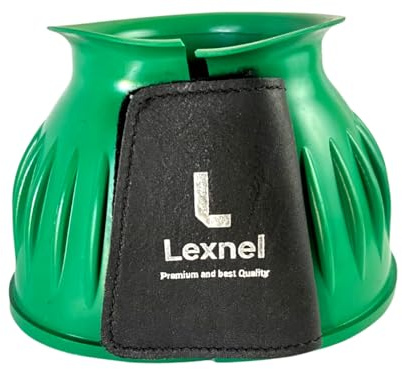 Lexnel Rubber Horse Bell Boots – Durable Overreach Protection & Secure Hook-and-Loop Closure (XL-Green)