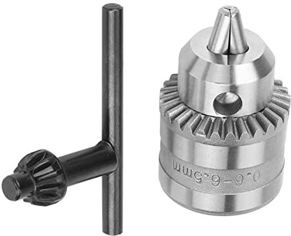 LUCKDANO 0.6,6.5mm Mini Key Type Drill Chuck with Chuck Key for Electric Power Drill, Cast By Metal, Wear Resistant and Anti Impact (LUCKDANOecqagx68s5-02)