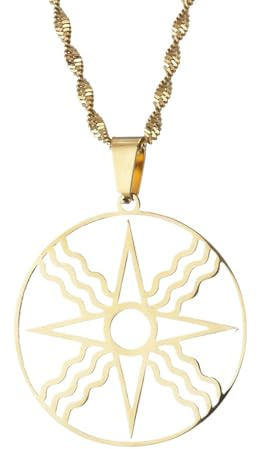 Halskette mit Anhänger mit Karte des arabischen Assyrischen Landes für Männer und Frauen, Halsreif mit Anhänger in Form eines hohlen Sterns, modisch, Zubehör Schmuck Vintage für Schlüsselbeinkette