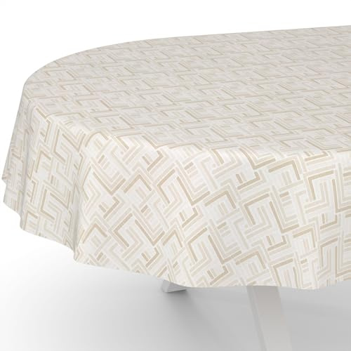 Wachstuchtischdecke Wachstischdecke Wachstuch Tischdecke abwaschbar Gartentischdecke Rund Oval Eckig Labyrinth Moderna Oval 200x140cm Schnittkante