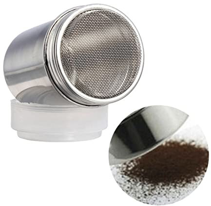 Cabilock 2pc 304 Stainless Steel Seasoning Bottle Jar for Cocoa Powder and Coffee Silver Airtight Storage Canister for Kitchen Use