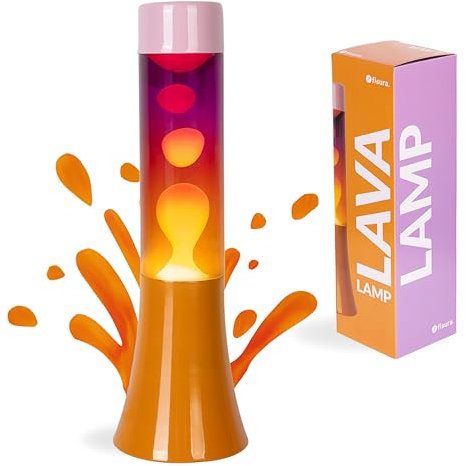 Fisura - Rosa Lavalampe mit orangefarbener Basis und Glas mit einzigartigem Farbverlaufseffekt. Retro-Design, perfektes originelles Geschenk für jede Gelegenheit. Größe: 9 x 9 x 30 cm.