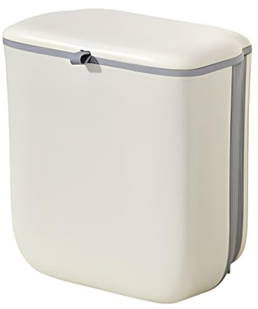 9L Pattumiera Cucina, Pattumiera da Appendere Cucina, Pattumiera Differenziata, Cestino Umido Cucina, Pattumiera Sottolavello Pattumiera Compatta Da Appendere per Camera Da Letto, Armadio (Crema)