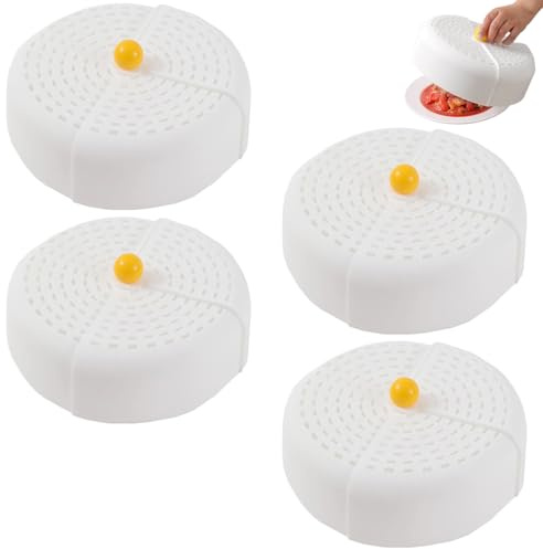 4 Stücke Lebensmittel Abdeckung Netz - Fliegenschutz Abdeckhaube - Fliegenhaube - Runde Lebensmittel Abdeckung | Für Partys EssenBbq Picknick, Ø 23.5 Cm