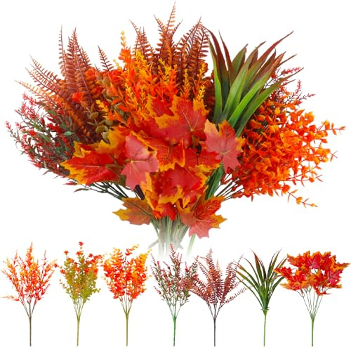 chenyu 10 Pièces Bouquet D’épi Feuilles d'automne Intérieur et Extérieur Décoration d'automne Réutilisable Paquet de Fleurs Artificielles d'automne pour Les Tables à Manger Les Jardins Mariages