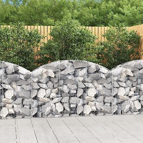 HaoChrymec Gabbione ad Arco in Ferro Zincato, Struttura Metallica per Pietre 150x30x80/100 cm, Cestino Parete Giardino, Barriera Decorativa e Fonoassorbente per Esterni