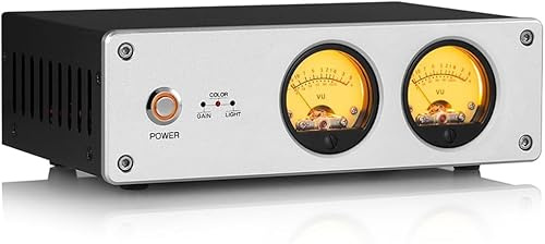 NGARY Amplificateur VU-mètre Analogique Double, Indicateur De Niveau Sonore RVB, Boîtier De Commutation Audio avec Écran DB, Luminosité/Couleur/Gain Réglables pour Amplis À Lampes