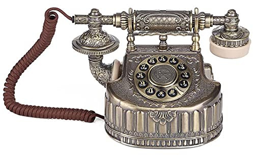 JYBNBBE Teléfono Antiguo, teléfono Fijo Digital Vintage, teléfono Fijo Retro Europeo clásico para decoración de hogar, Hotel, Oficina, Metal/Bronce.