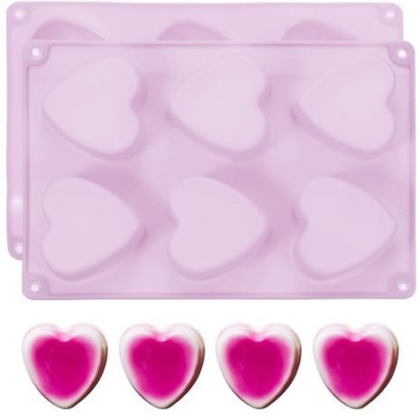 PATIKIL Heart Shaped Silicone Mould, 3D Love Heart Chocolate Mould Non-Stick Silicone Valentines Moulds for Baking, DIY, Craft, Lover Cake Candy, Handmade Soap-2Pcs(Purple)