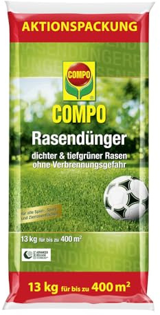 COMPO Rasendünger - 13 kg für 400 m² - Dünger mit 2-3 Monaten Langzeitwirkung, Feingranulat