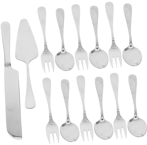 Toyvian Set de Service Pâtisserie Acier Inoxydable Couteaux et Spatules avec Fourchettes et Cuillères pour Découpe Précise de Gâteaux Pâtissiers et Desserts Ustensiles de Table Durables