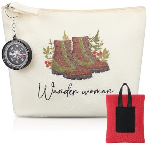 Geiserailie 4er Set Wandern Geschenk Kompass Mini Picknickdecke 110 × 70 cm Ultraleicht Tragbare Strand Decke Wundertüte Wander Woman Canvas Tasche Regenponcho Wanderzubehör für Damen