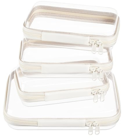 WELPIRT Clear Zipper Pouches, Hard Shell Zipper Case (M+3S) | Toiletry Bag for Travel, CLear Diaper Bag, Toiletry Pouch, Travel Organizer, Cosmetic Bag, Toy Storage Bins