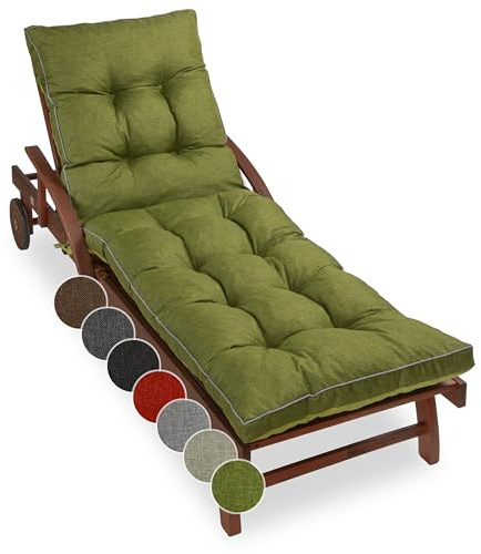 sunnypillow Liegenauflage 200 x 60 - Auflage für Gartenliege extra dick 13cm - Outdoor, wasserdicht, UV Lichtecht - Polster für Sonnenliege - Polsterauflagen für Liegestuhl - Kissen Grün