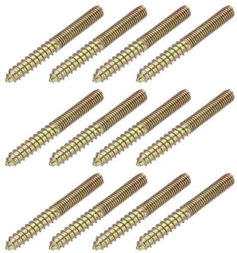 YELARXI M8 Hanger Bolts, 2.8(70mm) Length Double Headed Bolts Self-Tapping 8mm Screw Wood Dowel Screw Bolt Furniture Accessories - Fitting for (Wood Joint Furniture Legs) 12 Pcs
