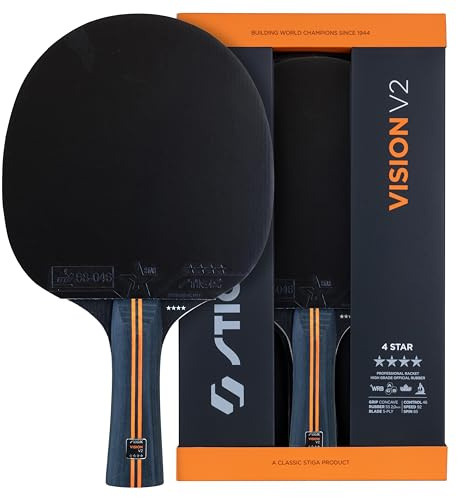 STIGA Vision V2 Pingisracket 4‑stjärnigt – Snabbt Bordtennisracket med Kontroll, Crystal Technology, ITTF-godkänt STAR 4-gummi, 2,0 mm, Konkavt Skaft